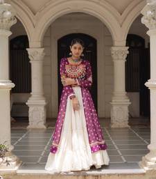 off white cotton poly plain Navratri lehenga choli