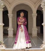 off white cotton poly plain Navratri lehenga choli