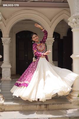 off white cotton poly plain Navratri lehenga choli 2