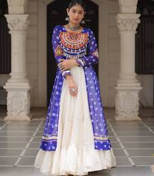 off white cotton poly plain Navratri lehenga choli