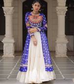 off white cotton poly plain Navratri lehenga choli