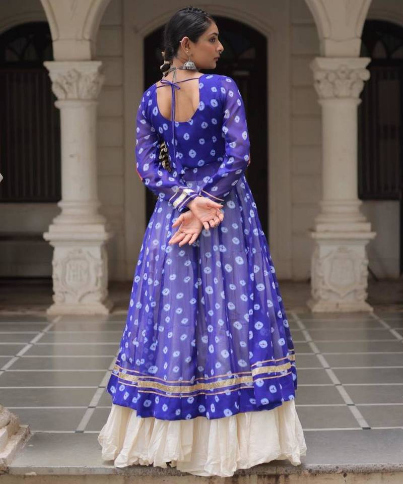 off white cotton poly plain Navratri lehenga choli