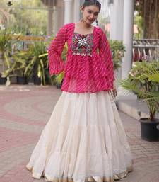 off white cotton poly plain Navratri lehenga choli