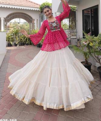 off white cotton poly plain Navratri lehenga choli 3