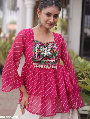 off white cotton poly plain Navratri lehenga choli 4
