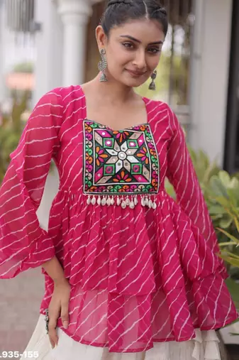 off white cotton poly plain Navratri lehenga choli
