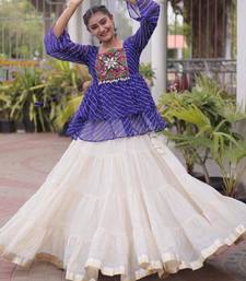 off white cotton poly plain Navratri lehenga choli
