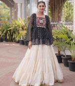 off white cotton poly plain Navratri lehenga choli