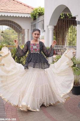 off white cotton poly plain Navratri lehenga choli 2