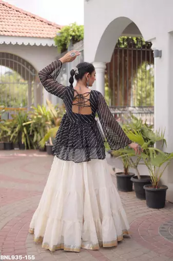 off white cotton poly plain Navratri lehenga choli