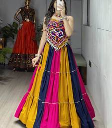 multicolor rayon plain Navratri lehenga choli