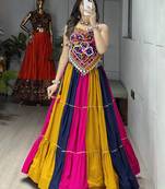 multicolor rayon plain Navratri lehenga choli