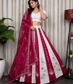 off white silk blend embroidered Navratri lehenga choli