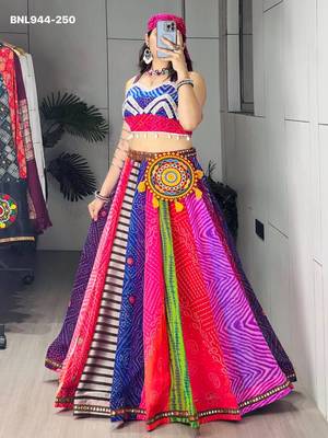 multicolor georgette printed Navratri lehenga choli 1