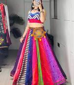 multicolor georgette printed Navratri lehenga choli