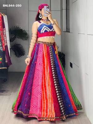 multicolor georgette printed Navratri lehenga choli 4