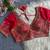 Red heavy embroidered silk blend bridal blouse