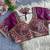 Plum heavy embroidered silk blend bridal blouse
