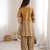 Antique gold coding & mirror work tissue peplum kurta set