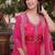 Pink beads & thread work mul chanderi kurti set