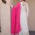 Off white mirror & zari work cosmos anarkali with pink dupatta