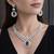 deep purple teardrop amethyst crystal jewellery set, silver plated cubic zirconia necklace earrings