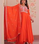Fanta embroidered georgette gown with dupatta