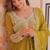 Green embroidered georgette gown with dupatta