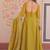 Green embroidered georgette gown with dupatta