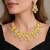 canary yellow crystal statement necklace earring set, silver plated oval gemstone bridal jewellery