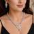 silver marquise pear cut cz necklace earrings set, floral leaf bridal jewellery