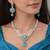 sky blue crystal teardrop necklace earring set | silver leaf bridal gala jewellery