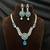 sky blue crystal teardrop necklace earring set | silver leaf bridal gala jewellery