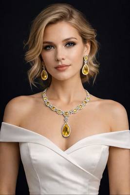 yellow cz crystal necklace set indian bridal jewellery 1