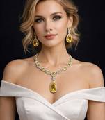 yellow cz crystal necklace set indian bridal jewellery