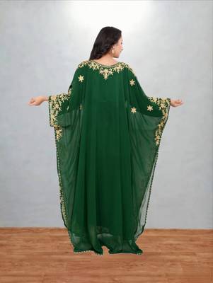 Green Floral Embroidered Kaftan Dress 2