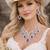 purple crystal bridal necklace earrings set, silver rhinestone statement jewellery