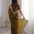 Mehendi color silk blend embroidered work saree with un-stitched blouse