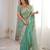 Sky blue color silk blend embroidered work saree with un-stitched blouse
