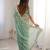 Sky blue color silk blend embroidered work saree with un-stitched blouse