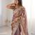 Wine color silk blend embroidered work saree with un-stitched blouse