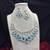 aquamarine blue cubic zirconia choker necklace and earrings set, bollywood wedding jewellery