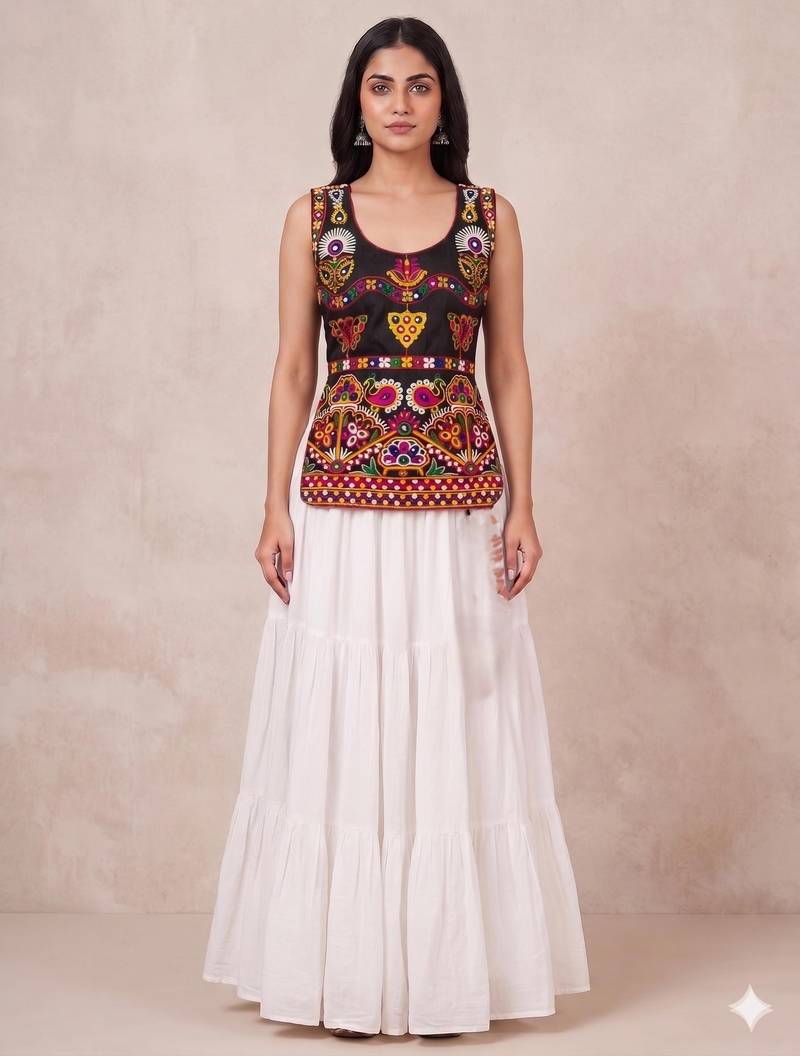 white rayon plain lehenga choli