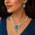 silver blue topaz emerald cut cz marquise statement bridal jewellery set