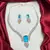 silver blue topaz emerald cut cz marquise statement bridal jewellery set