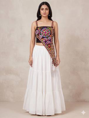 white rayon plain lehenga choli 1
