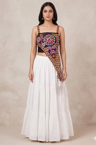 white rayon plain lehenga choli