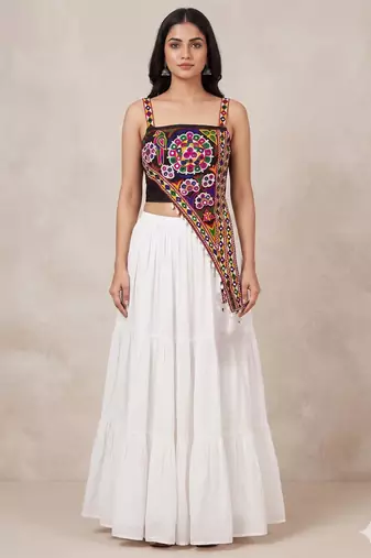 white rayon plain lehenga choli