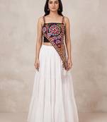 white rayon plain lehenga choli