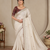 White Color Beautiful Sequence embroidery work Rangoli Silk blend Saree